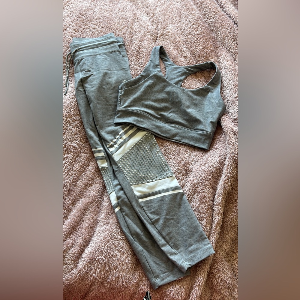 Lorna Jane Gray Leggings and Racerback Sports Bra Set